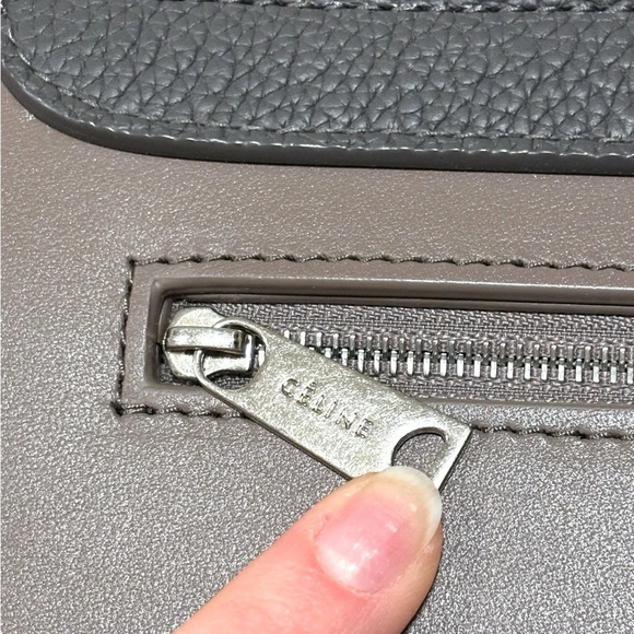 Celine Trapeze Leather Tricolor Red Grey Pebbled Medium Convertible Bag - Picture 13 of 16